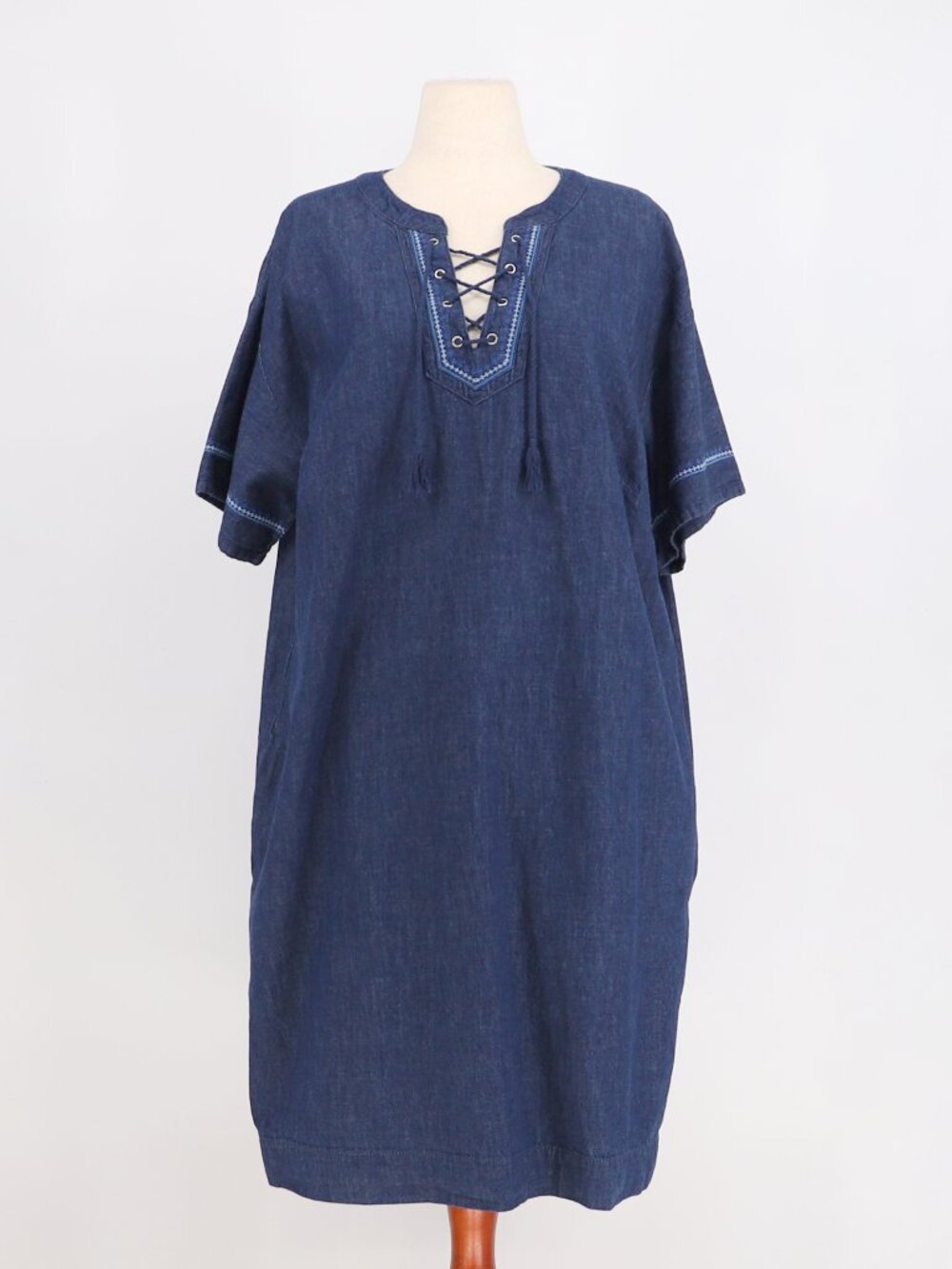 LAUREN Ralph Lauren Lace-Up Denim Shift Dress Size 20W